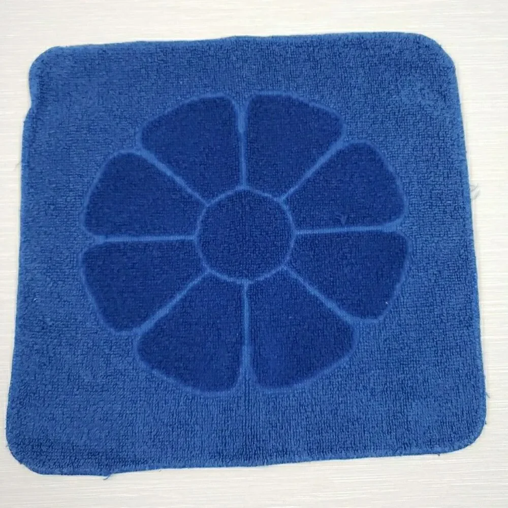 Surety Deluxe 3 Hand Towel 3 wash cloth Navy Blue Daisy Fringe Groovy Vintage